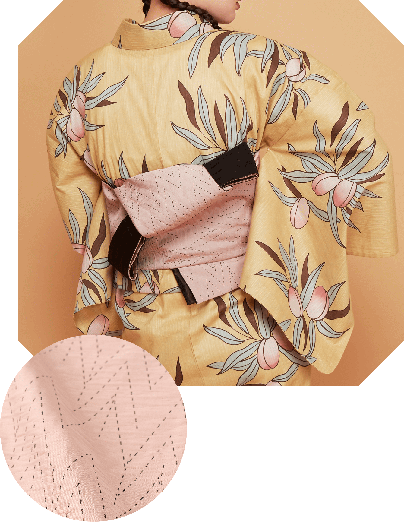 半幅帯 桃花色 01