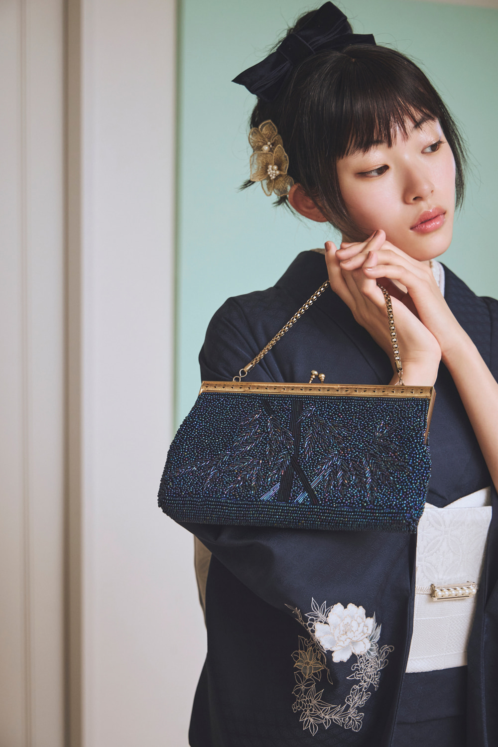 ハレノヒ小袖 付下げ訪問着 四季のしおり 鉄紺