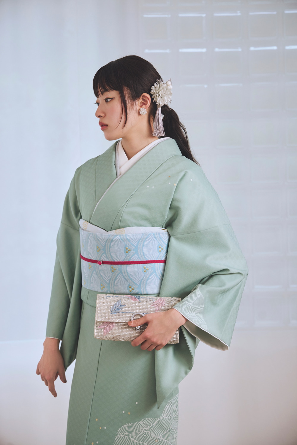ハレノヒ小袖 付下げ訪問着 小さな星 翡翠