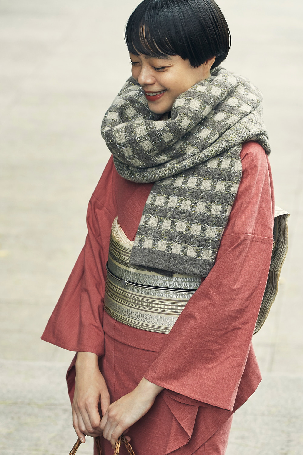 久留米絣 無地 木苺