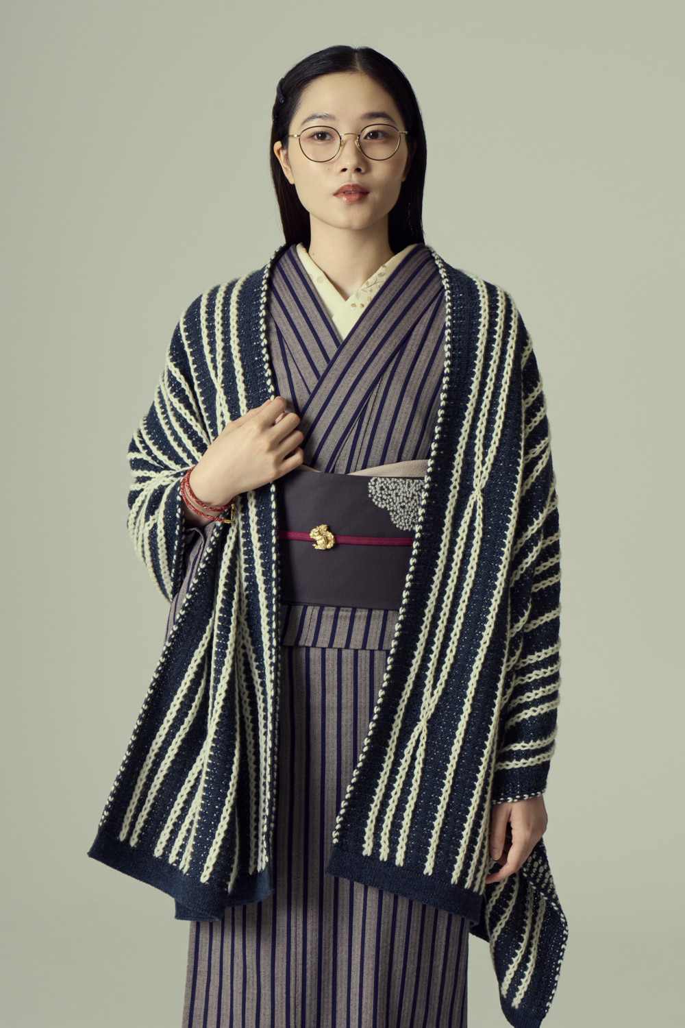 久留米絣 しじら織 久留米間道 ベージュ