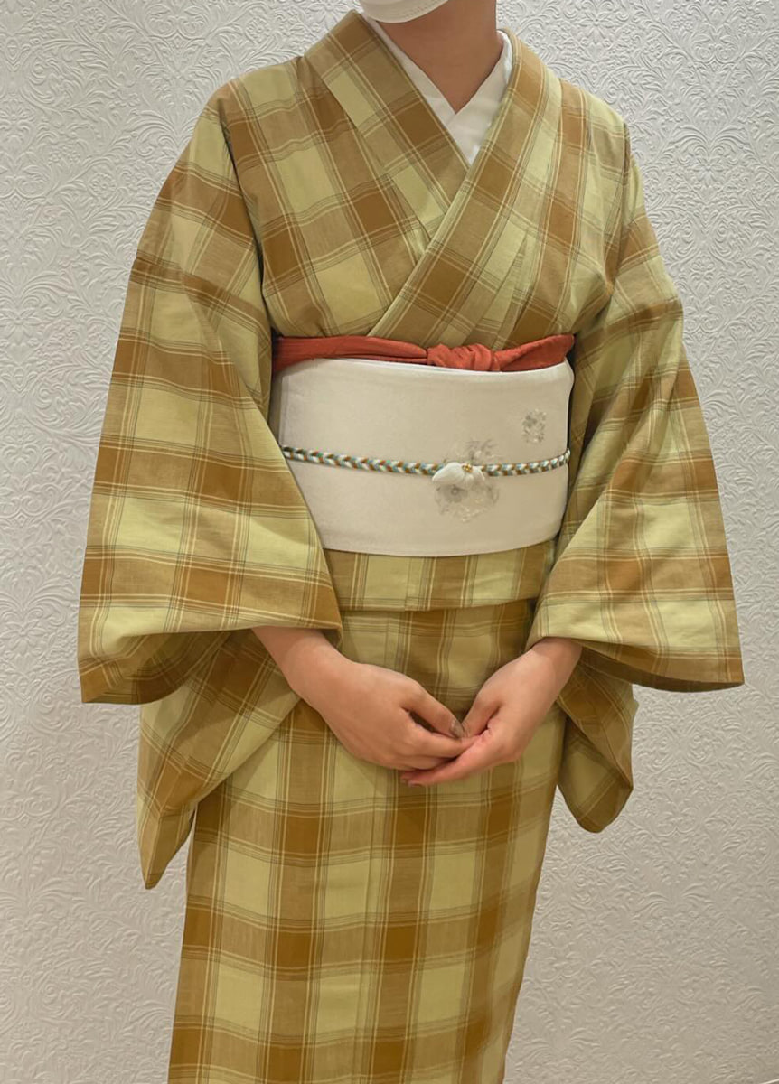片貝木綿×刺繍半幅帯 07303