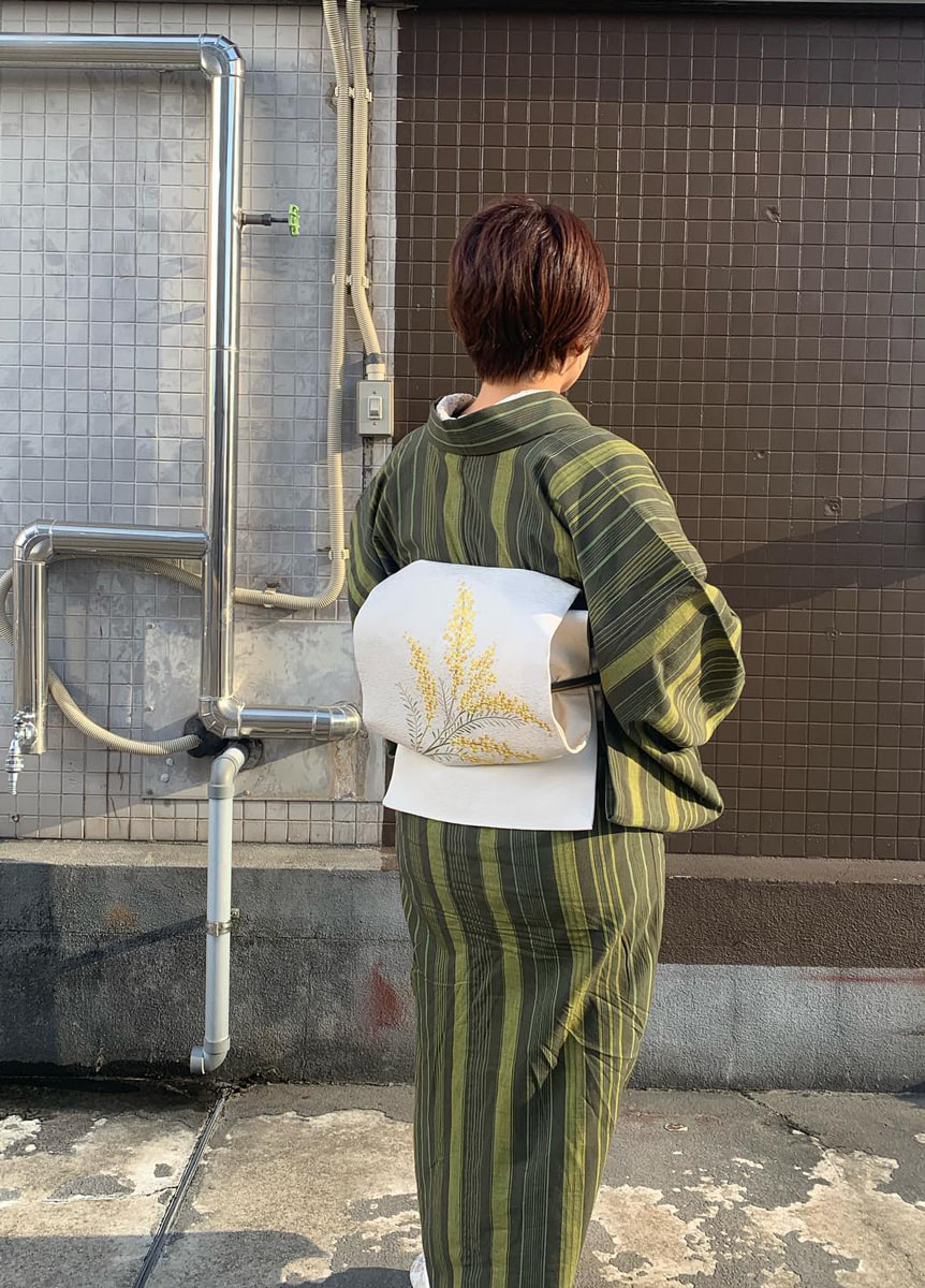 片貝木綿×刺繍名古屋帯 09903