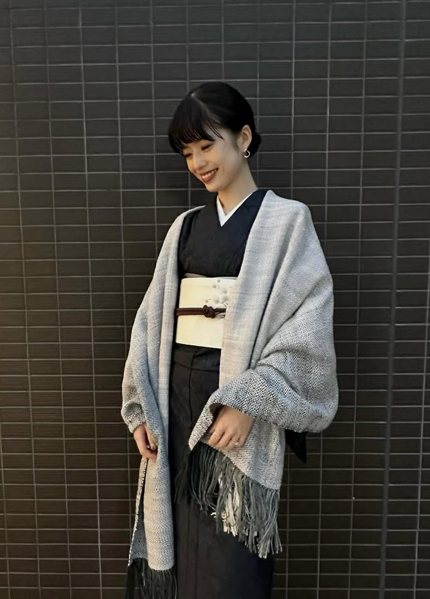 大島紬×染め帯×ショール main106