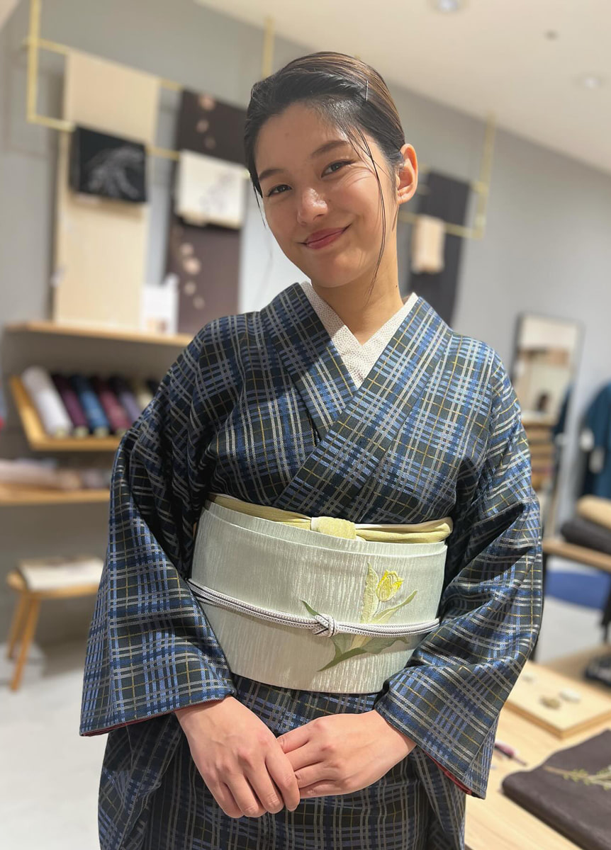 ウールきもの×刺繍帯 main118