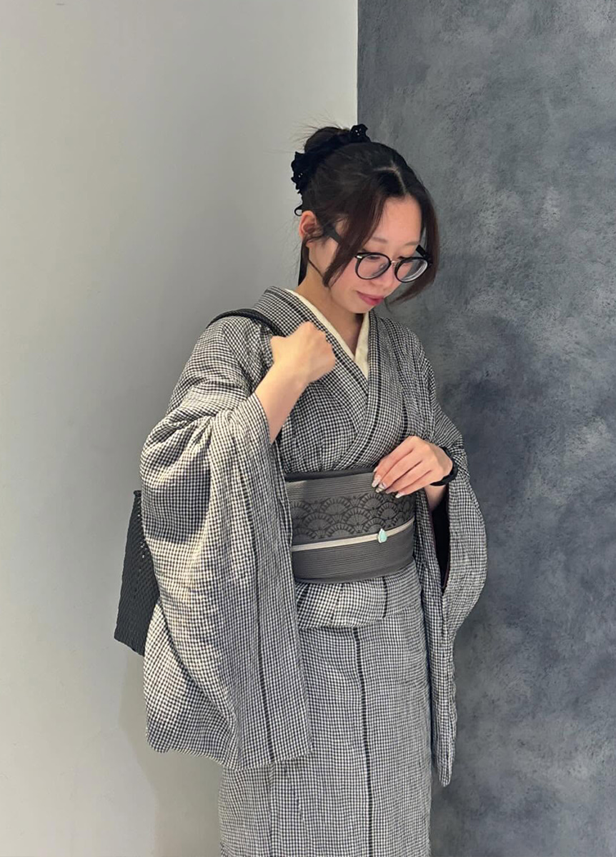 小千谷縮×紗半幅帯